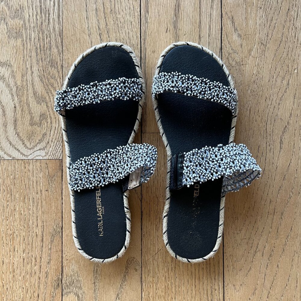 Karl Lagerfeld Paris Nita Beaded Slide Sandals, Size 7.5